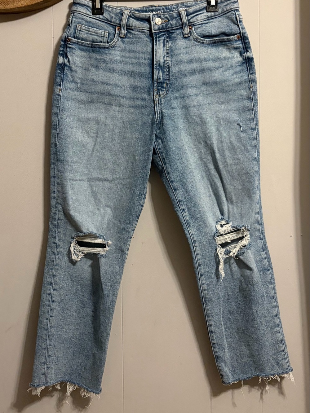 Old Navy Light Blue Distressed Cropped Jeans Highest Rise